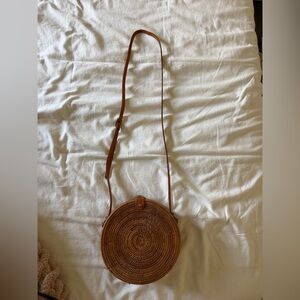 Brown Woven Crossbody Bag